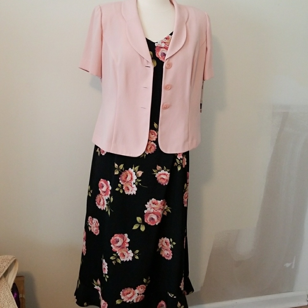 Dress and jacket combo. Pink, black ,floral  12p